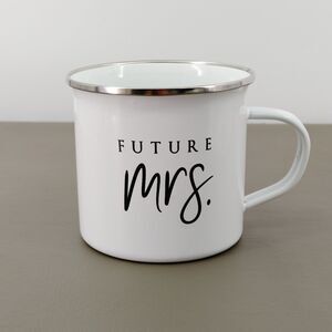 Future Mrs Enamel Mug White Cup Wedding Party Campfire Bride to Be Gift
